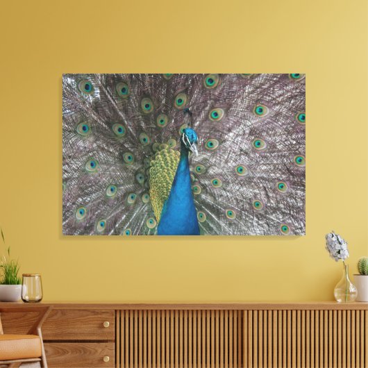 India Blue Peacock Triptych-Leinwand Leinwanddruck (Insitu (Wohnzimmer))
