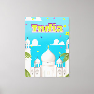 India Cartoon Travel Print. Leinwanddruck