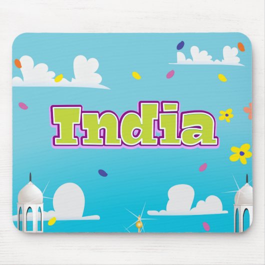 India Cartoon Travel Print. Mousepad (Vorne)