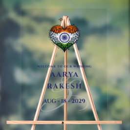 India Couple Heart Wedding Willkommen Acrylschild