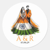 India Couple Wedding Runder Aufkleber (Vorderseite)