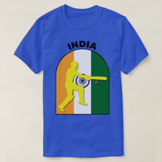 India Cricket Batsman India Flag T-Shirt (Design vorne)
