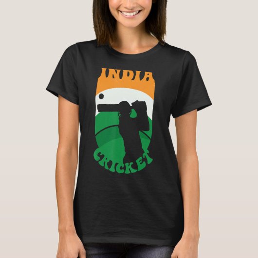 India Cricket Cricket Cricketspieler T-Shirt (Vorderseite)