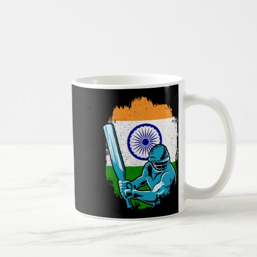 India Cricket Player Indian Flag Cricket Fan  Kaffeetasse (Rechts)