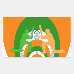 India Cricket Spirit Abstract Design Rechteckiger Aufkleber