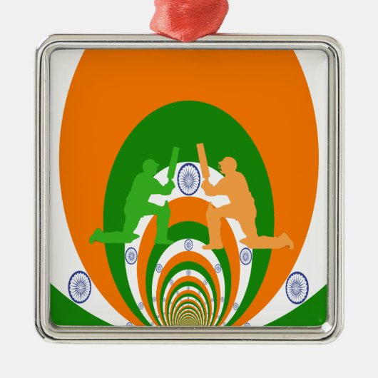 India Cricket Spirit Abstract Design Silbernes Ornament (Vorne)