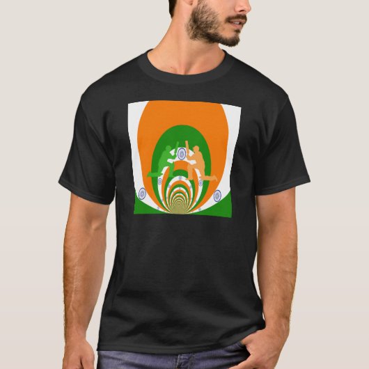 India Cricket Spirit Abstract Design T-Shirt (Vorderseite)