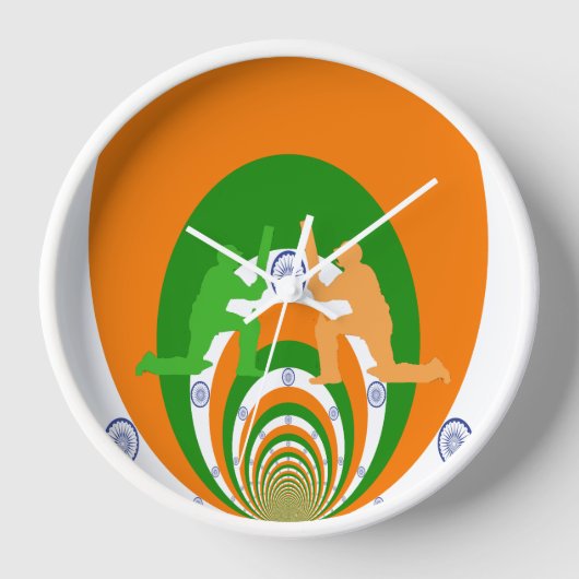 India Cricket Spirit Abstract Design Uhr (Vorderseite)
