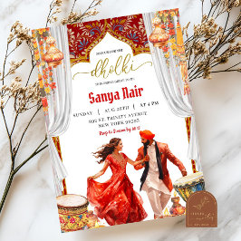 India Dholki Night Sangeet Wedding Einladung
