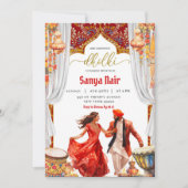 India Dholki Night Sangeet Wedding Einladung (Vorderseite)