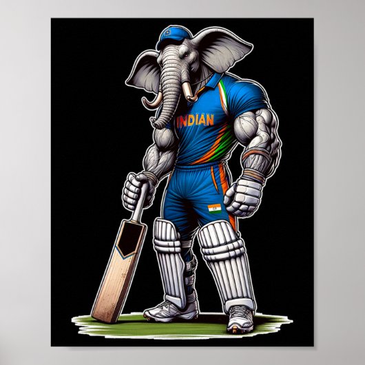 India Elephant Cricket Player Cricketer  Poster (Vorne)