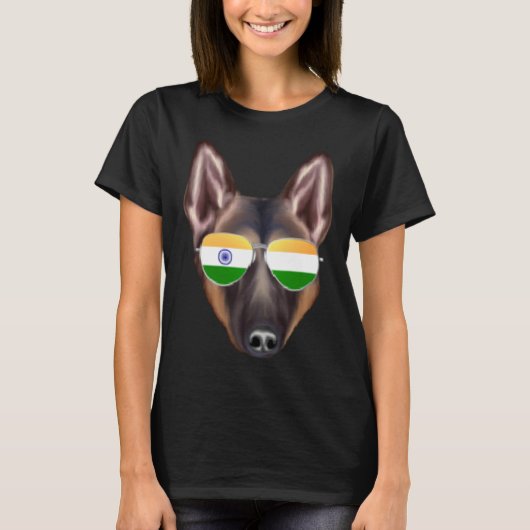 India Flag Belgian Tervuren Dog India Pocket T-Shirt (Vorderseite)