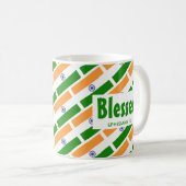 INDIA FLAG Custom Scripture BLESSEED Indian Kaffeetasse (VorderseiteRechts)