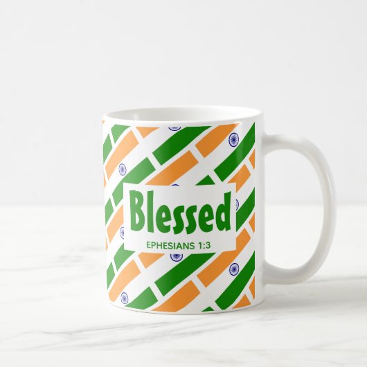 INDIA FLAG Custom Scripture BLESSEED Indian Kaffeetasse (Rechts)