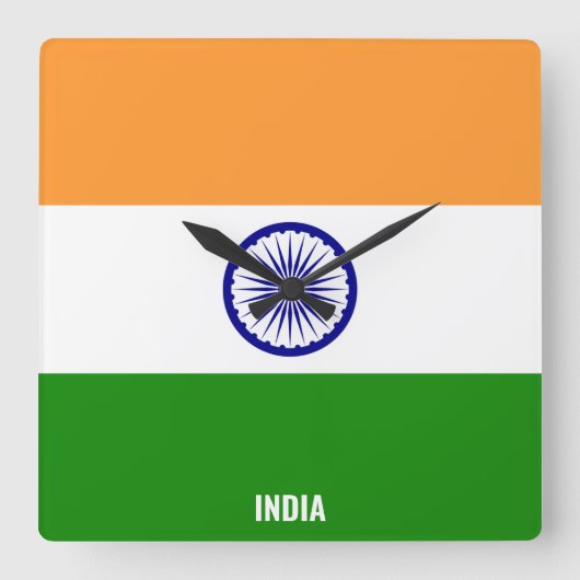 India Flag Dazzling Patriotic Square Quadratische Wanduhr (Vorderseite)