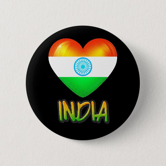 India Flag Heart Cutout Button (Vorderseite)