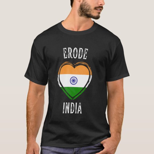 India Flag Heart Erode City T-Shirt (Vorderseite)