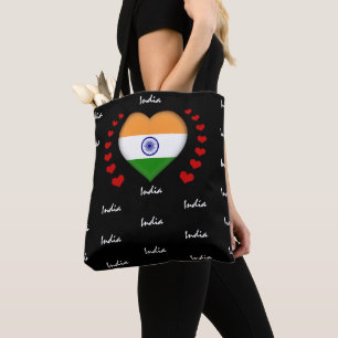 India Flag & Heart, Indian Flag Mode /sport Tasche
