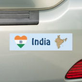 India Flag Heart + Map Autoaufkleber (Auf Auto)