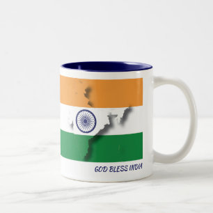 INDIA FLAG MAP PASSENDE BILDSCHIRMWEISSE ZWEIFARBIGE TASSE