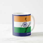 INDIA FLAG MAP PASSENDE BLAUE-Schrift Kaffeetasse (VorderseiteRechts)