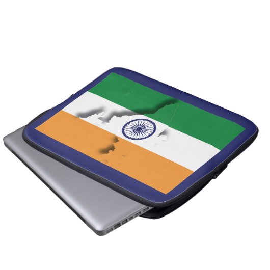 INDIA Flag Map Patriotic Computer BLUE Laptopschutzhülle (Vorne Knopf)