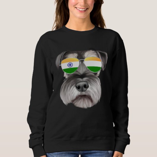India Flag Miniature Schnauzer Dog India Pocket Sweatshirt (Vorderseite)