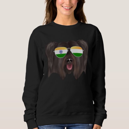 India Flag Skye Terrier Dog India Pocket Sweatshirt (Vorderseite)