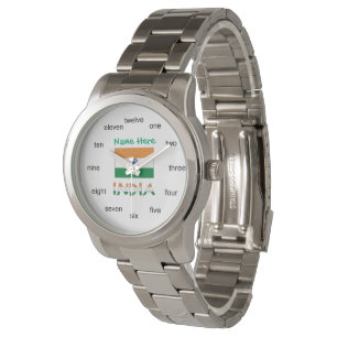India-Flagge Damen-Uhr im Oversized Silvertone-Des Armbanduhr