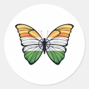 India Hypolimnas Butterfly Runder Aufkleber