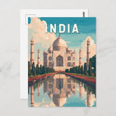 India Illustration Travel Art Vintage Postkarte (Vorne/Hinten)