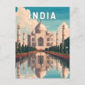 India Illustration Travel Art Vintage Postkarte (Vorderseite)
