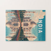 India Illustration Travel Art Vintage Puzzle (Horizontal)