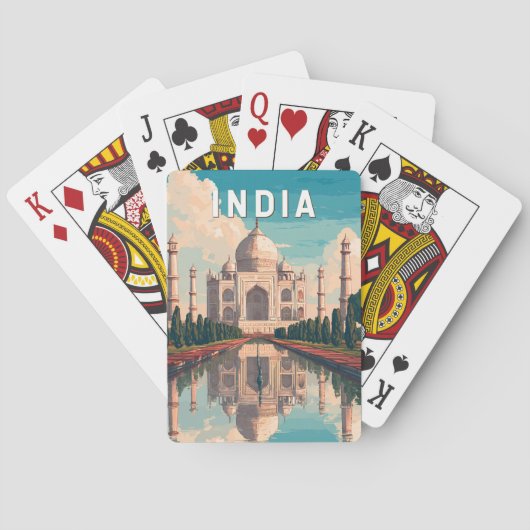 India Illustration Travel Art Vintage Spielkarten (Rückseite)
