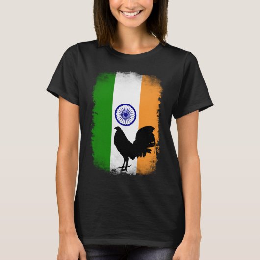 India Indian flag game fowl rooster gallero gamefo T-Shirt (Vorderseite)