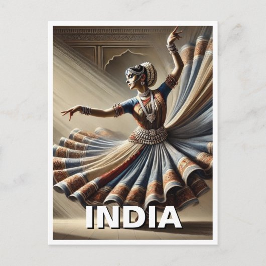 India Kathak Dancer Travel Postkarte (Vorderseite)