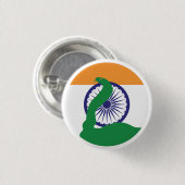 India King cobra Snake Indische Nationale Tierflag Button (Vorne & Hinten)