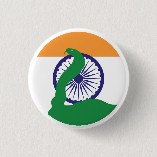 India King cobra Snake Indische Nationale Tierflag Button (Vorderseite)