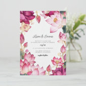 India lotus Watercolor Wedding Destination Einladung (Stehend Vorderseite)