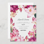 India lotus Watercolor Wedding Destination Einladung (Vorne/Hinten)