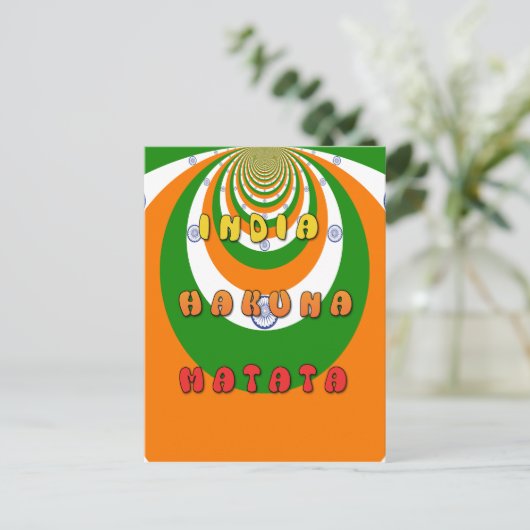 INDIA MATATA HAKUNA POSTKARTE (Stehend Vorderseite)