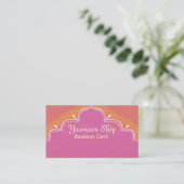 India Mehndi Business Card pink Visitenkarte (Stehend Vorderseite)
