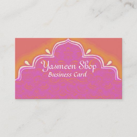 India Mehndi Business Card pink Visitenkarte (Vorderseite)