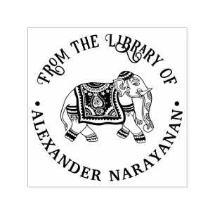 India Mehndi Elephant Name Library Name Book Name Permastempel