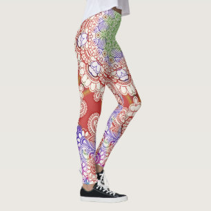 India Mehndi Style Mandala - Rot blau Leggings