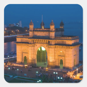 INDIA, Mumbai (Bombay): Gateway of India / Quadratischer Aufkleber