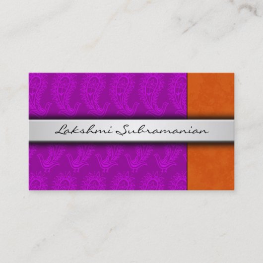 India Paisley Peacocks Business Cards Visitenkarte (Vorderseite)