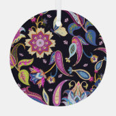 India Paisley Seamless Blumen Ornament Aus Glas (Rückseite)