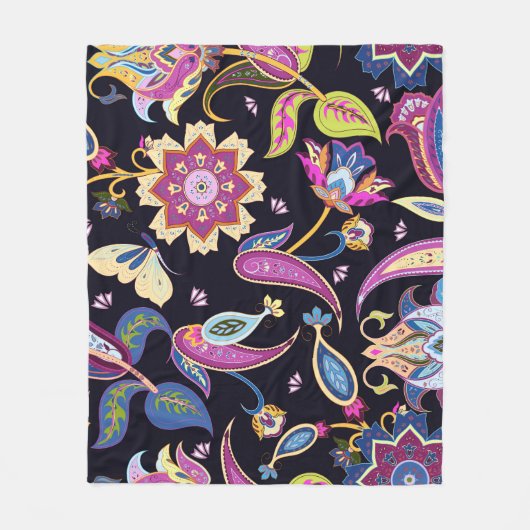 India Paisley Seamless Blumen Ornament Fleecedecke (Vorderseite)