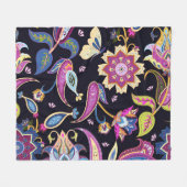India Paisley Seamless Blumen Ornament Fleecedecke (Vorderseite (Horizontal))